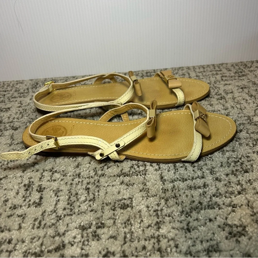 Tory Burch Brown Kailey Patent Leather Strappy Sandals Size 8